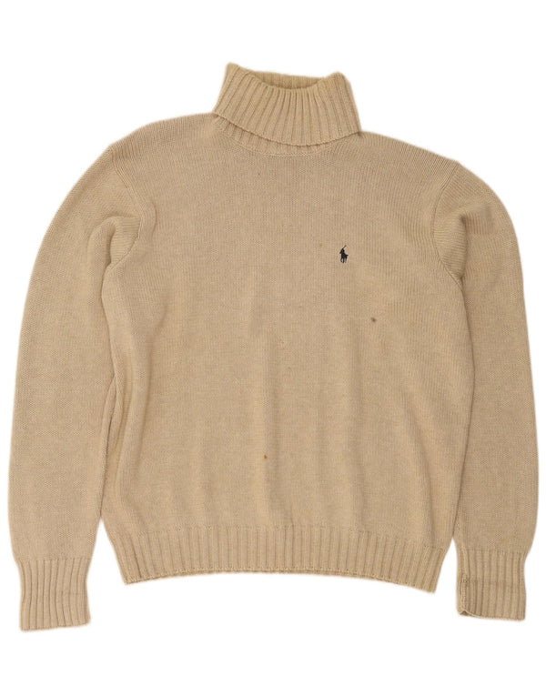 Polo Ralph Lauren Maglione da uomo con collo alto e maglione grande in cotone beige