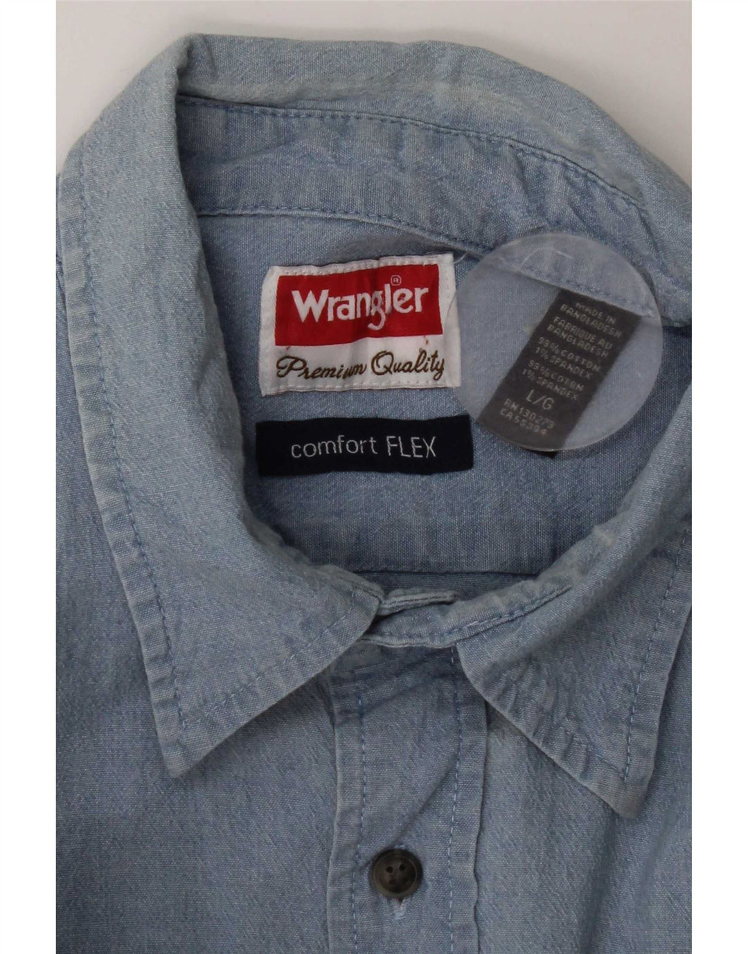 Camicia di jeans da uomo Wrangler grande in cotone blu