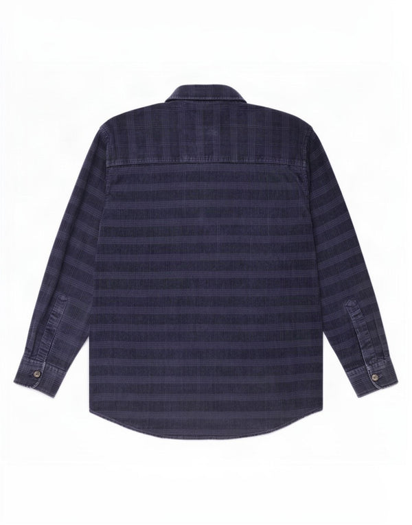 Camicia da uomo in velluto a coste Globe Trotter grande scozzese blu navy