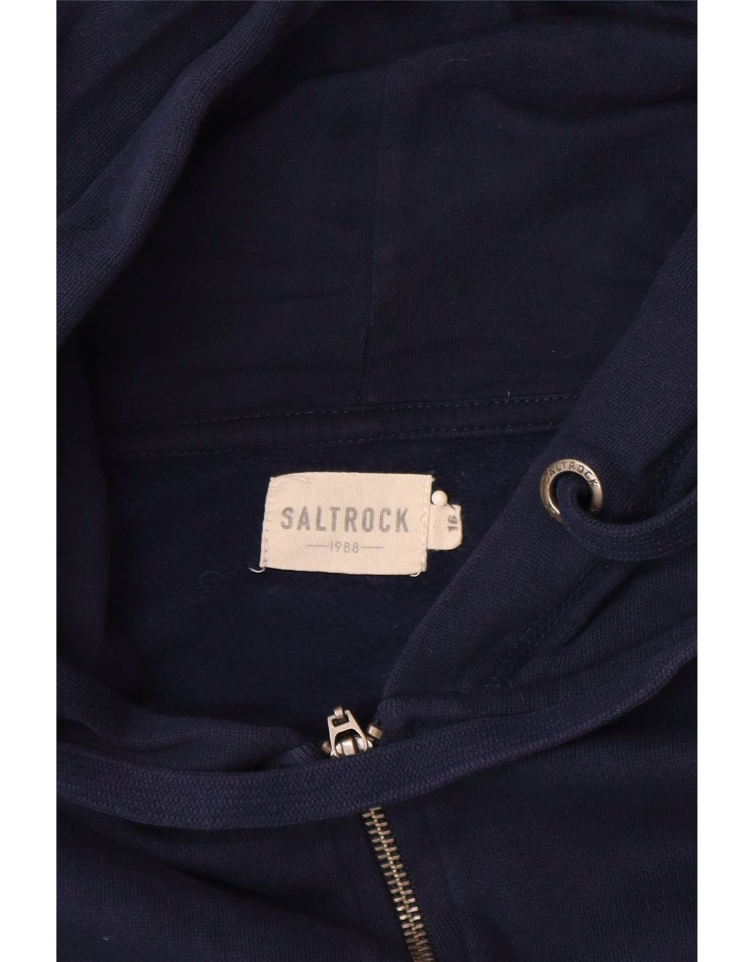 SALTROCK Maglione con cappuccio e zip grafica oversize da donna UK 16 Large Blu Navy