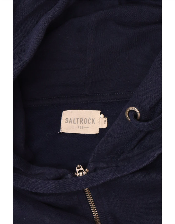 SALTROCK Maglione con cappuccio e zip grafica oversize da donna UK 16 Large Blu Navy