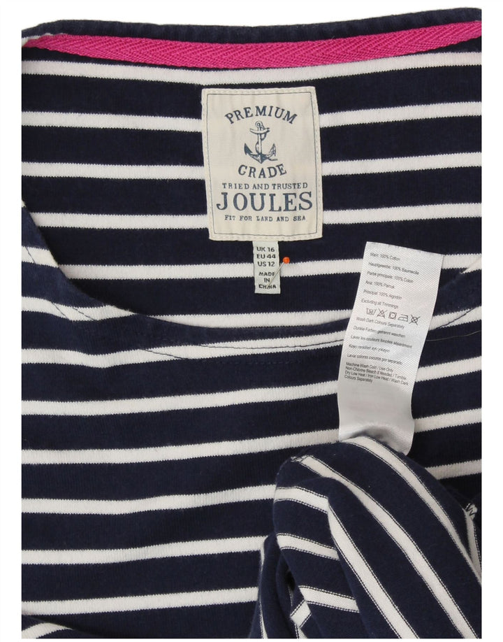 JOULES Abito T-shirt da donna UK 16 Grande cotone a righe blu navy nautico