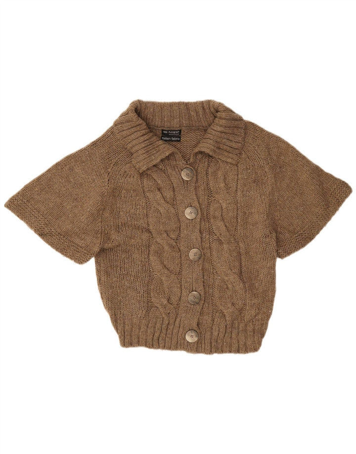 Maglione cardigan a maniche corte da donna Marks & Spencer UK 10 piccolo Beige