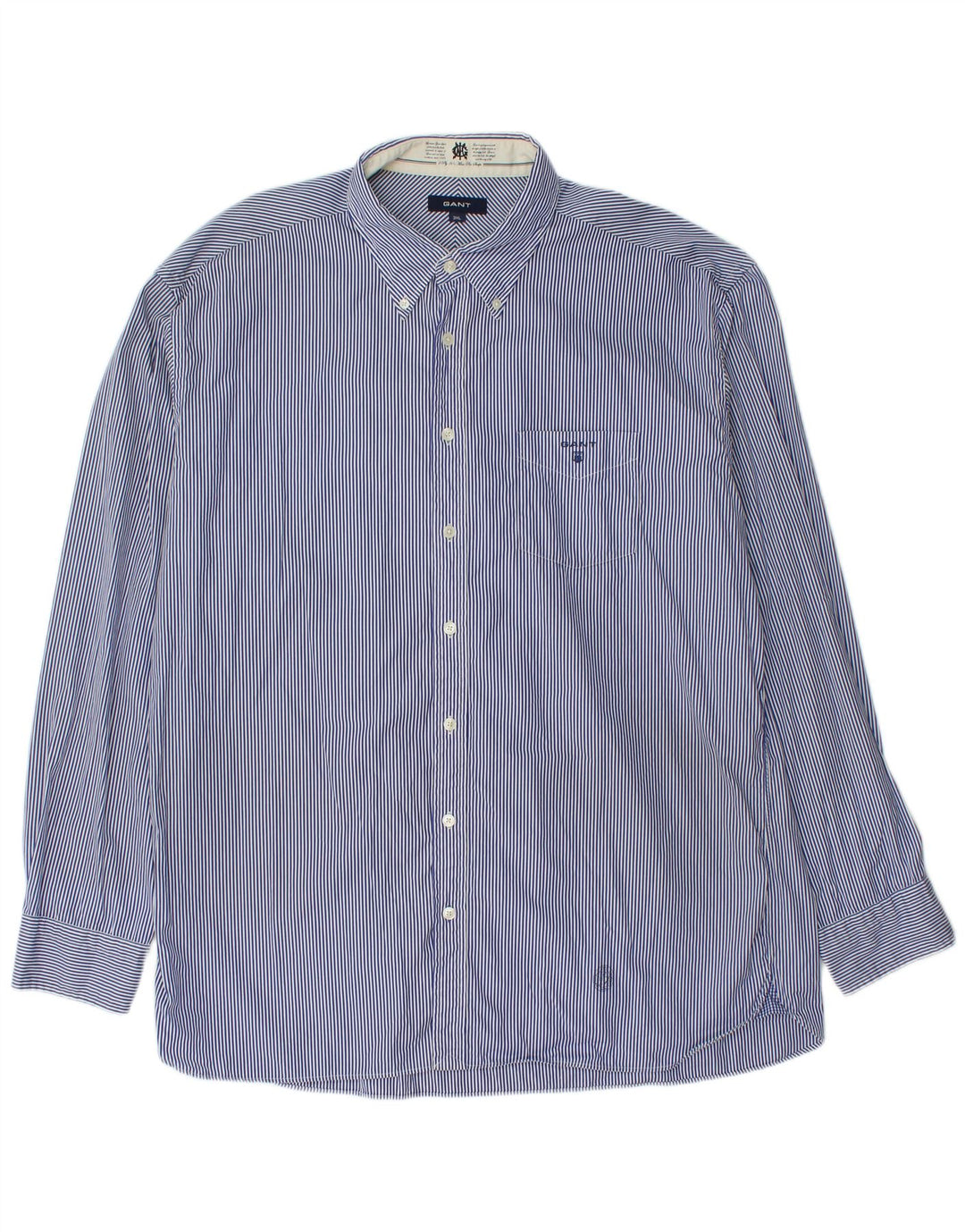Camicia Gant Uomo 3XL Cotone Gessato Blu