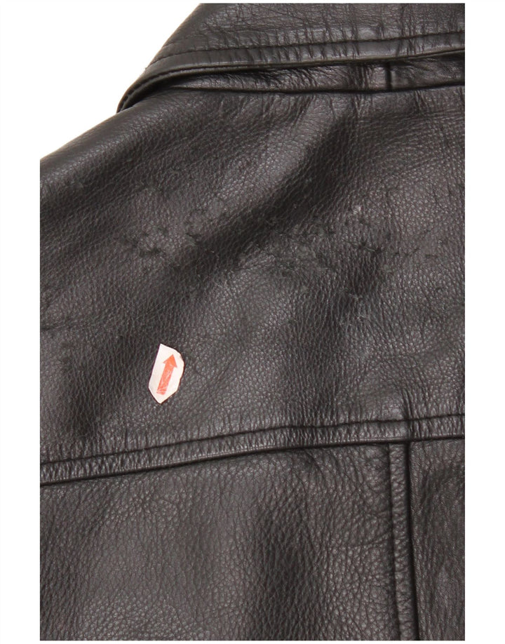 Giacca in pelle militare vintage da uomo UK 40 grande in pelle nera