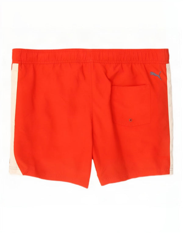 Pantaloncini da bagno grafici da uomo Puma grandi in poliestere color block arancione
