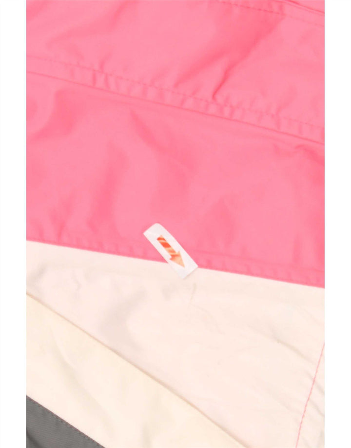 Giacca da sci vintage da donna con cappuccio UK 12 Poliammide color block rosa medio