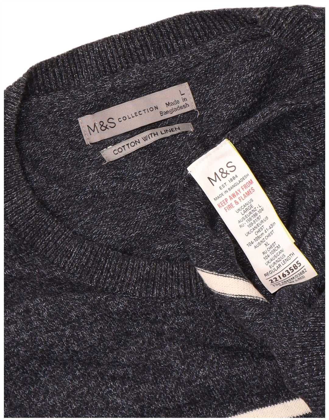 Marks & Spencer Maglione girocollo da uomo a righe grandi blu navy