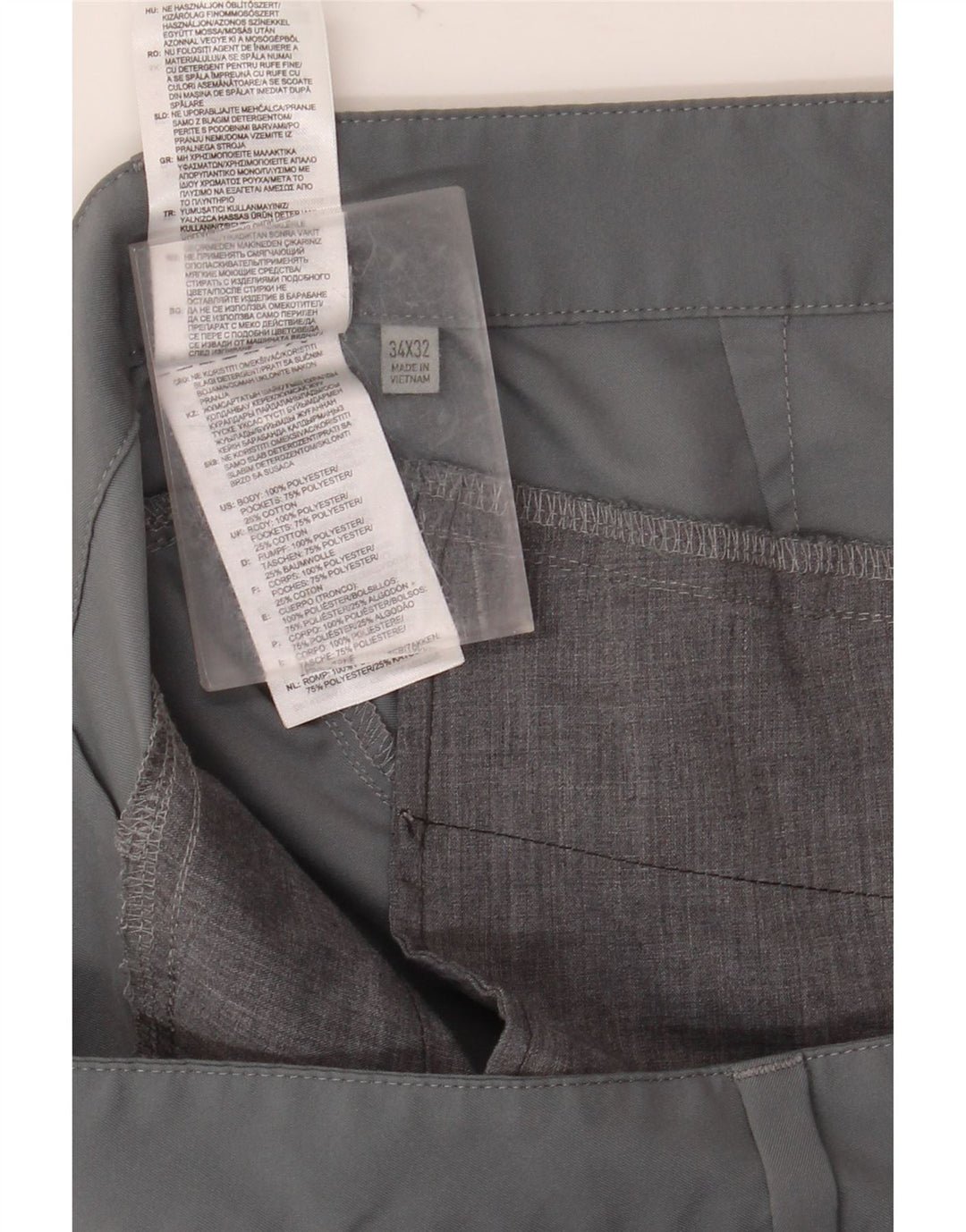 Pantaloni chino slim da uomo ADIDAS W34 L32 poliestere grigio