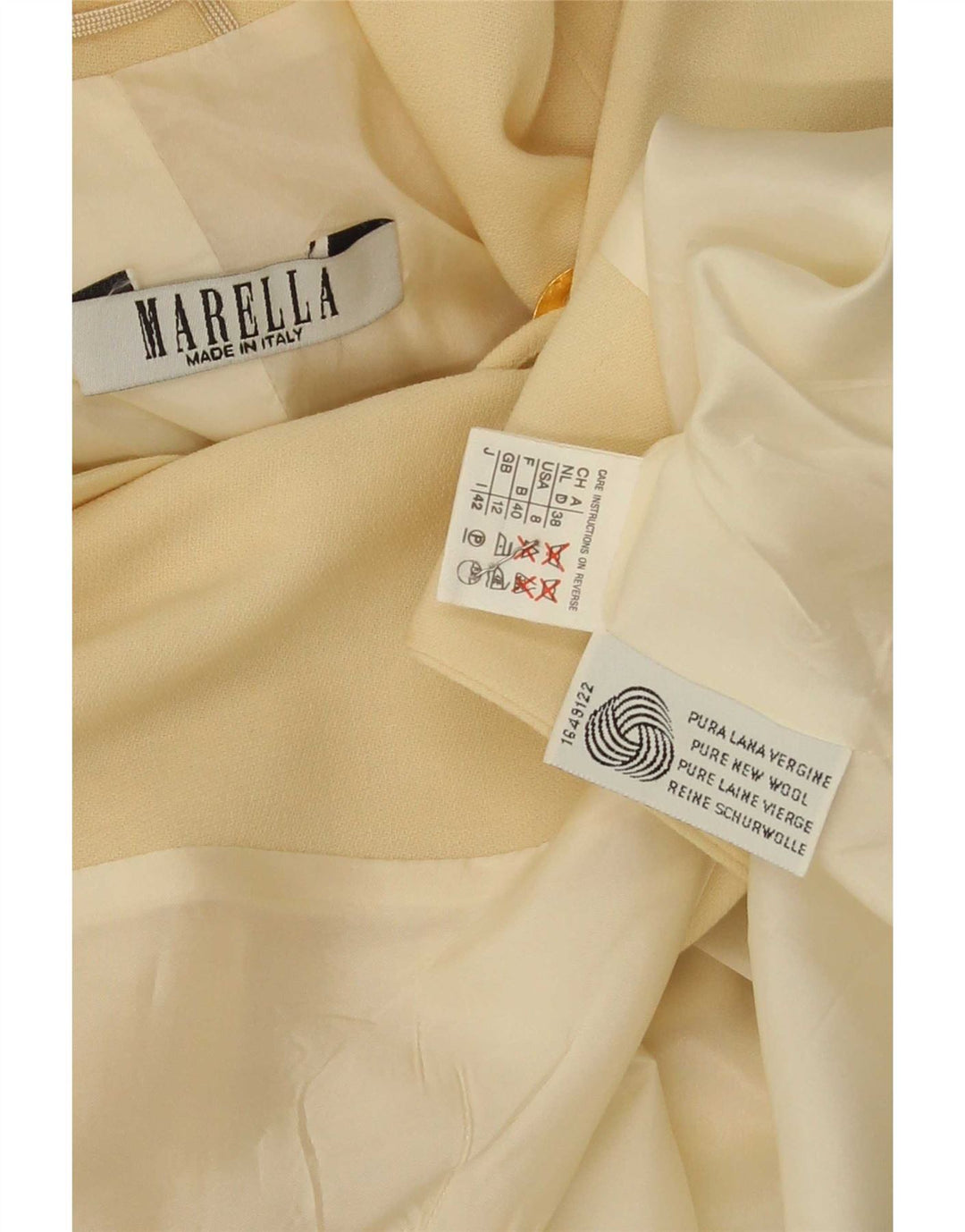 Giacca blazer da donna a 1 bottone Marella UK 12 lana vergine gialla media