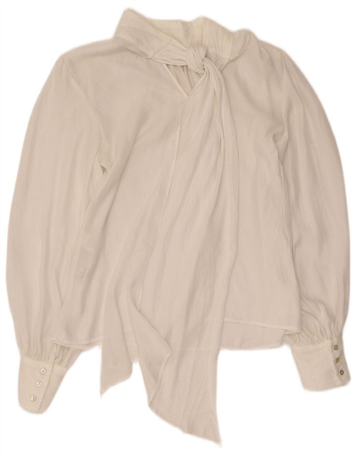 Camicetta a maniche lunghe da donna Zara UK 12 Poliestere bianco medio