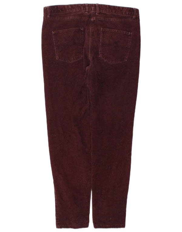 Pantaloni slim in velluto a coste da donna Marks & Spencer UK 12 Medium W32 L27 Borgogna