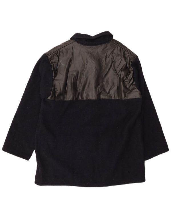 Cappotto da uomo ampio VINTAGE IT 44 XS in lana color block blu navy