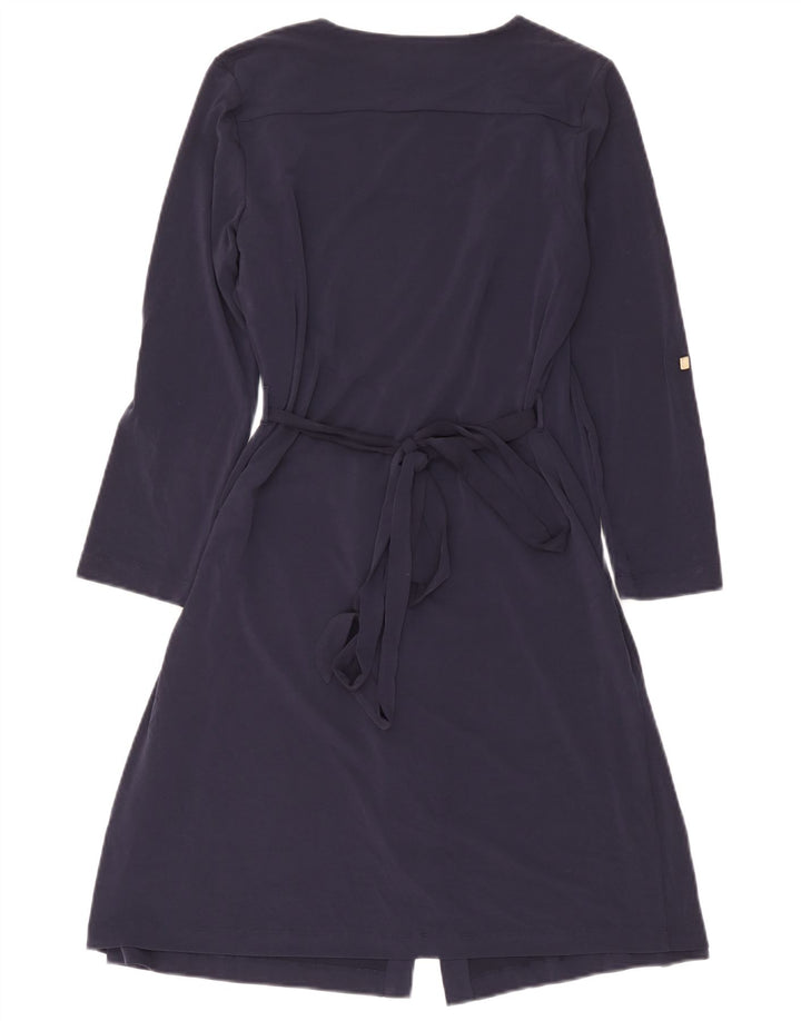 Abito a portafoglio da donna a maniche lunghe Calvin Klein UK 14 Poliestere blu navy medio