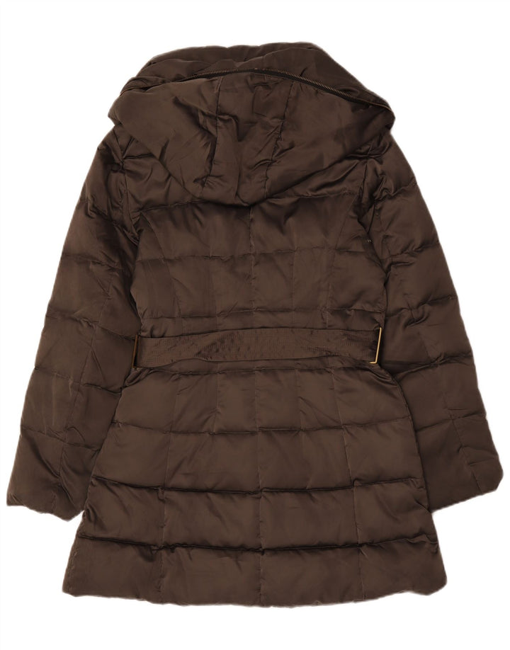 Cappotto imbottito con cappuccio da donna Zara UK 16 grande poliestere marrone