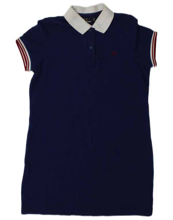 Abito polo da donna Fred Perry UK 12 cotone color block medio blu navy