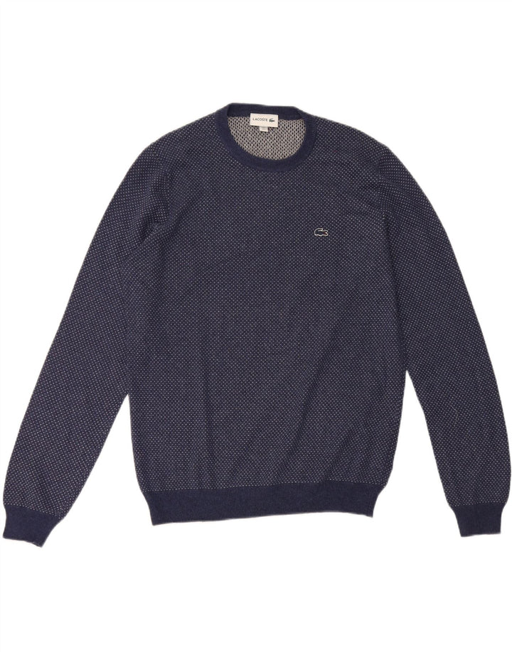 Maglione maglione girocollo da uomo Lacoste taglia 5 grande lana blu navy