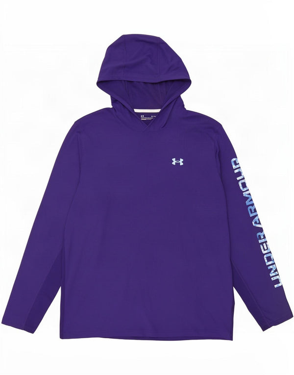 Under Armour - Top grafico da uomo con cappuccio, manica lunga, XL, poliestere viola