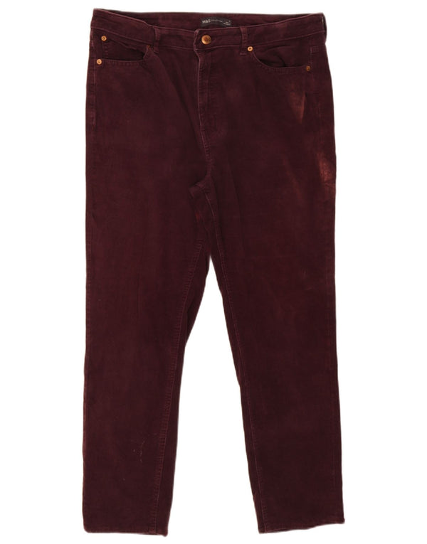 Pantaloni slim in velluto a coste da uomo Marks & Spencer UK 16 Large W36 L25 Borgogna