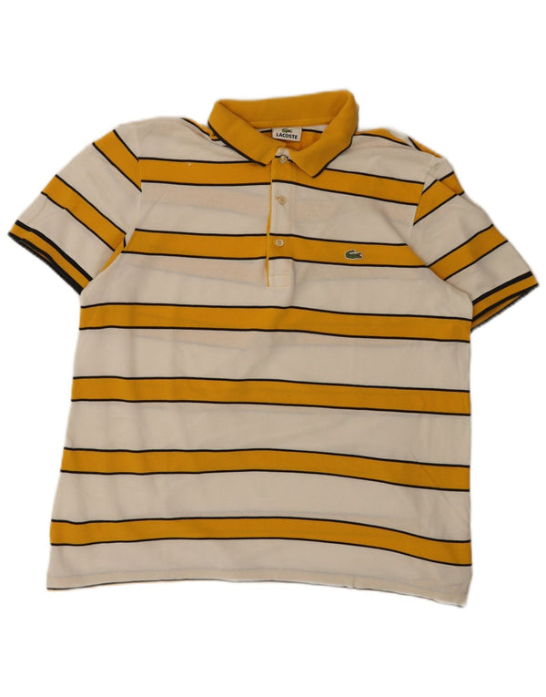 Polo da uomo Lacoste taglia 5 grande in cotone a righe gialle