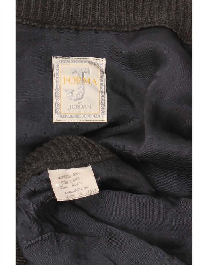 Maglione cardigan da uomo vintage 2XL in lana grigia