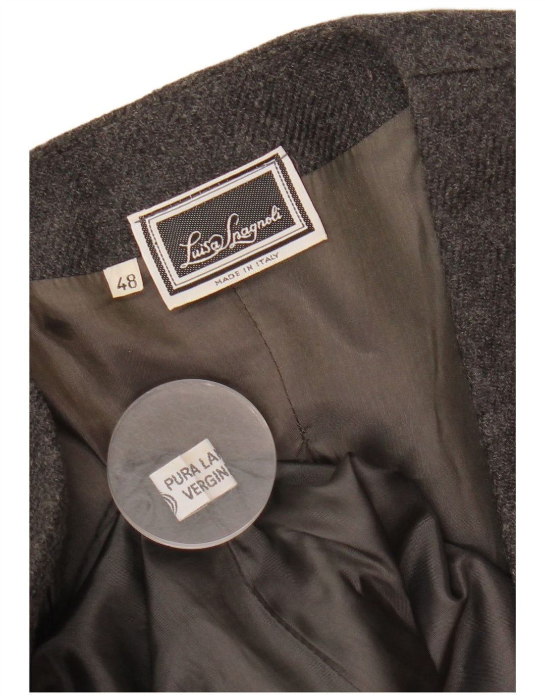 LUISA SPAGNOLI Giacca Blazer a 1 Bottone Donna IT 48 XL Lana Grigia