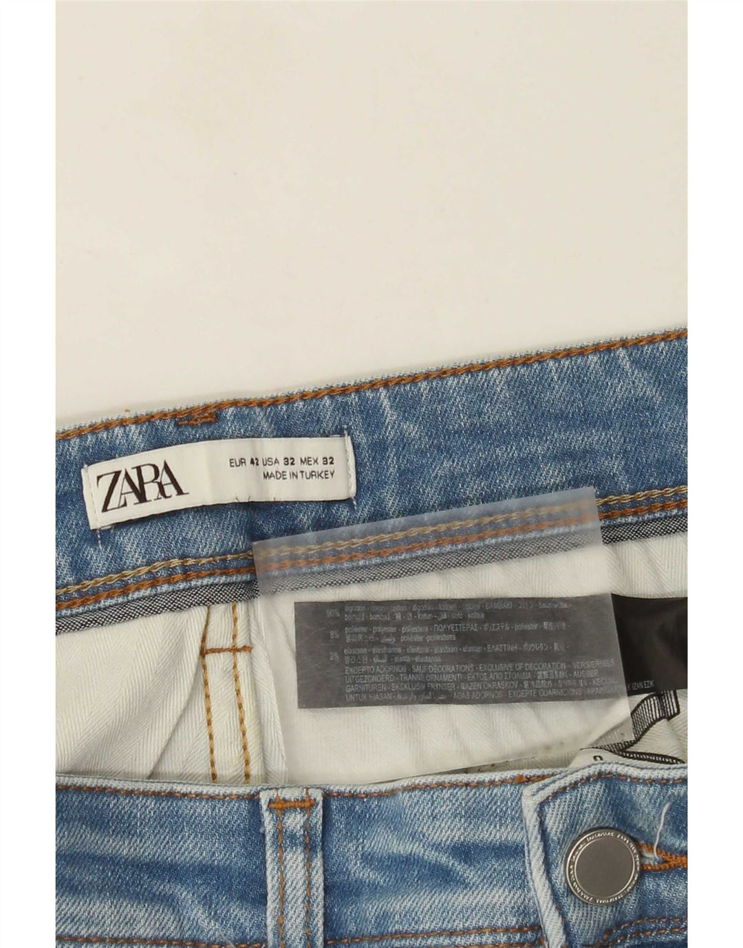 Jeans slim da uomo Zara EU 42 Large W32 L30 cotone blu