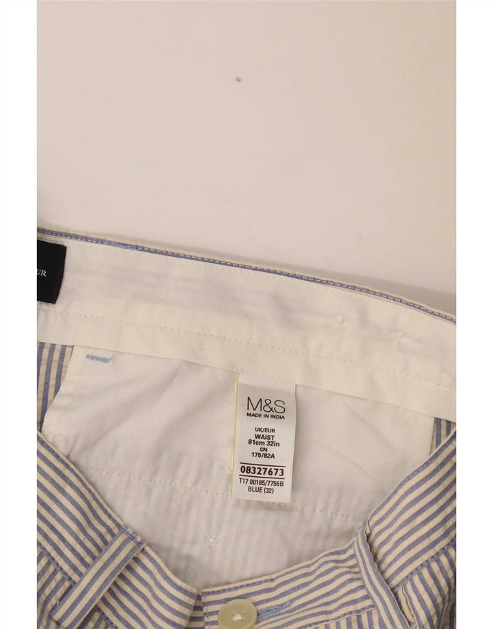 Pantaloncini chino da uomo Marks & Spencer W32 cotone gessato blu medio