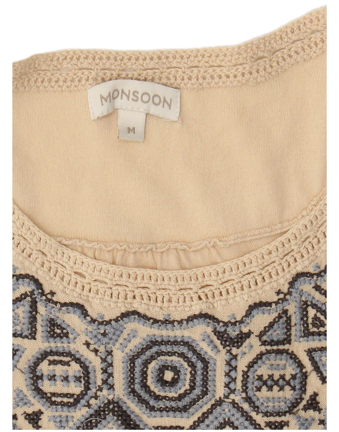 Top camicetta da donna Monsoon UK 14 Beige medio Fair Isle