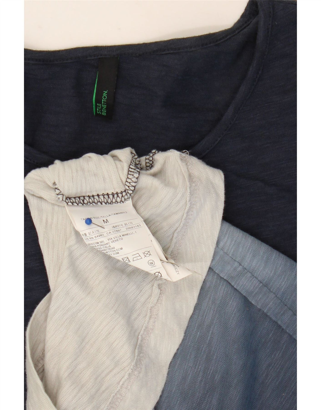 T-shirt da uomo BENETTON Top in cotone color block medio blu navy