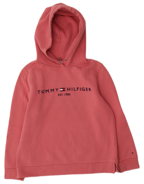 Maglione con cappuccio grafico da donna Tommy Hilfiger UK 14 cotone rosa medio