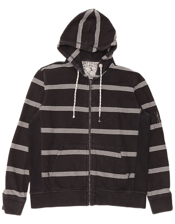 Felpa con cappuccio con zip grafica da uomo Murphy & Nye XL in cotone a righe nere