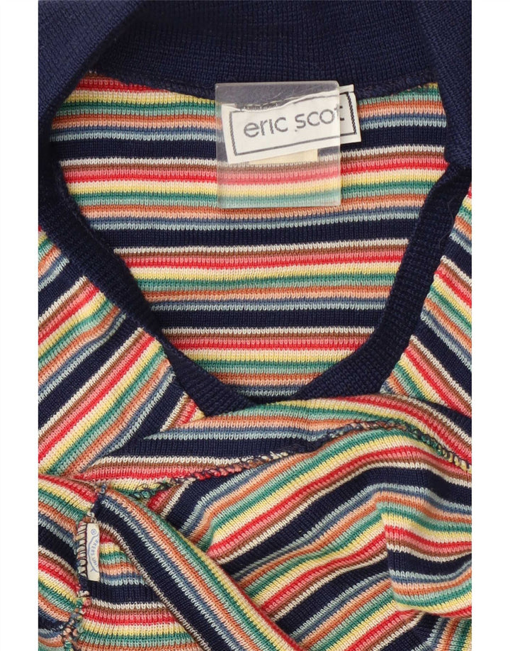 Camicetta vintage da donna in maglia top UK 12 a righe multicolori medie