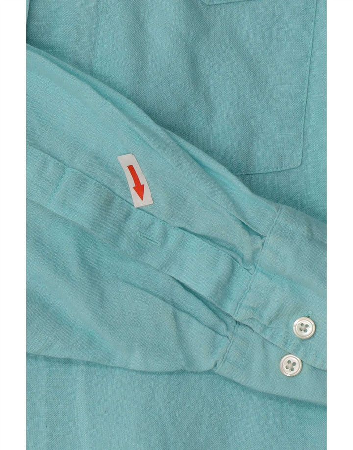 Camicia da uomo Faconnable in lino blu medio