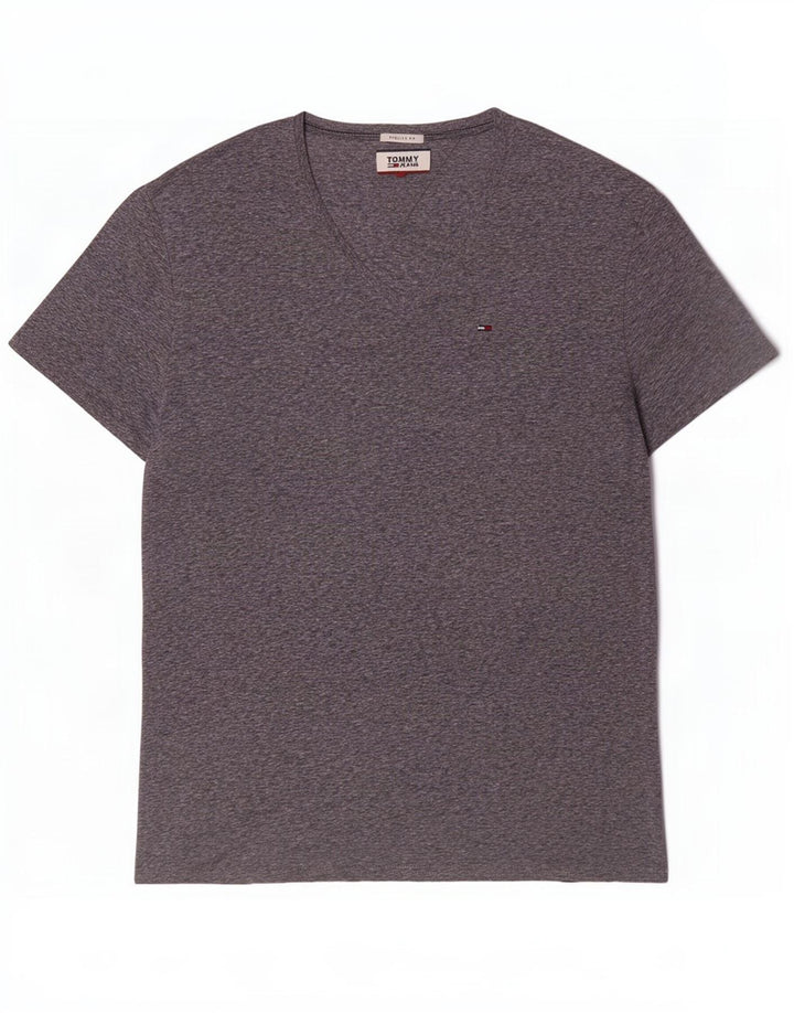 T-shirt da uomo vestibilità regolare Tommy Hilfiger Top XL poliestere chiazzato grigio