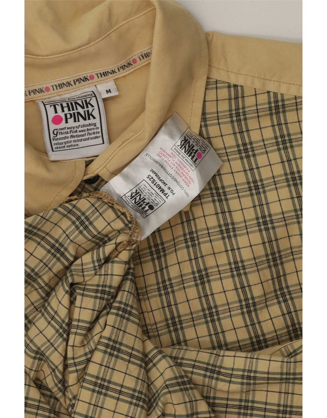 Camicia da uomo Think Pink in cotone a quadri beige medio