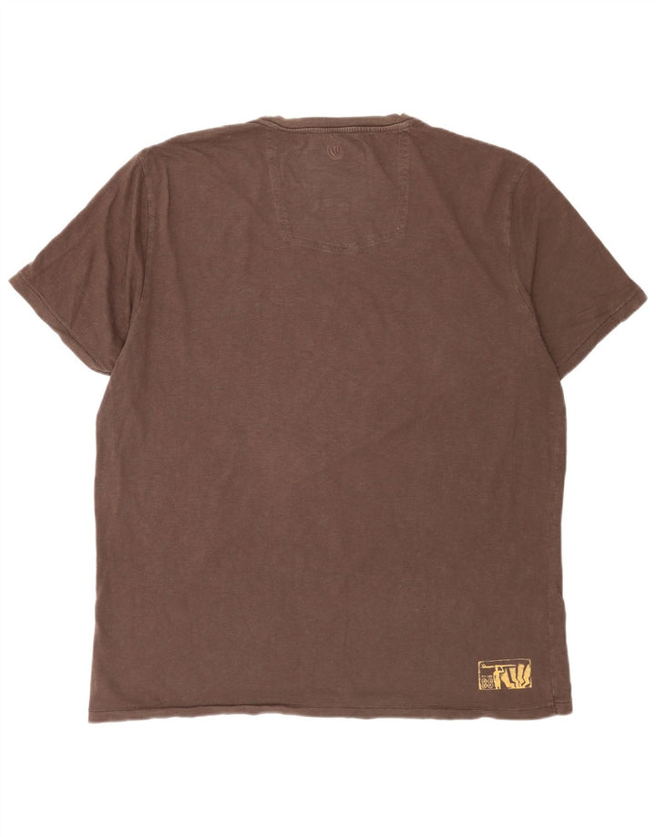T-shirt grafica da uomo Fat Face Top XL in cotone marrone