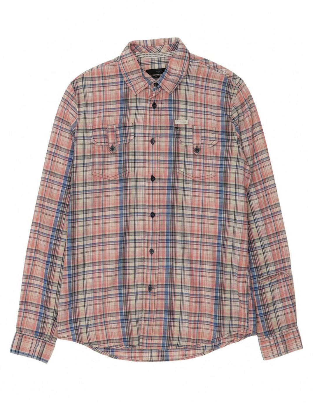 CALVIN KLEIN JEANS Mens Shirt Large Pink Check Cotton