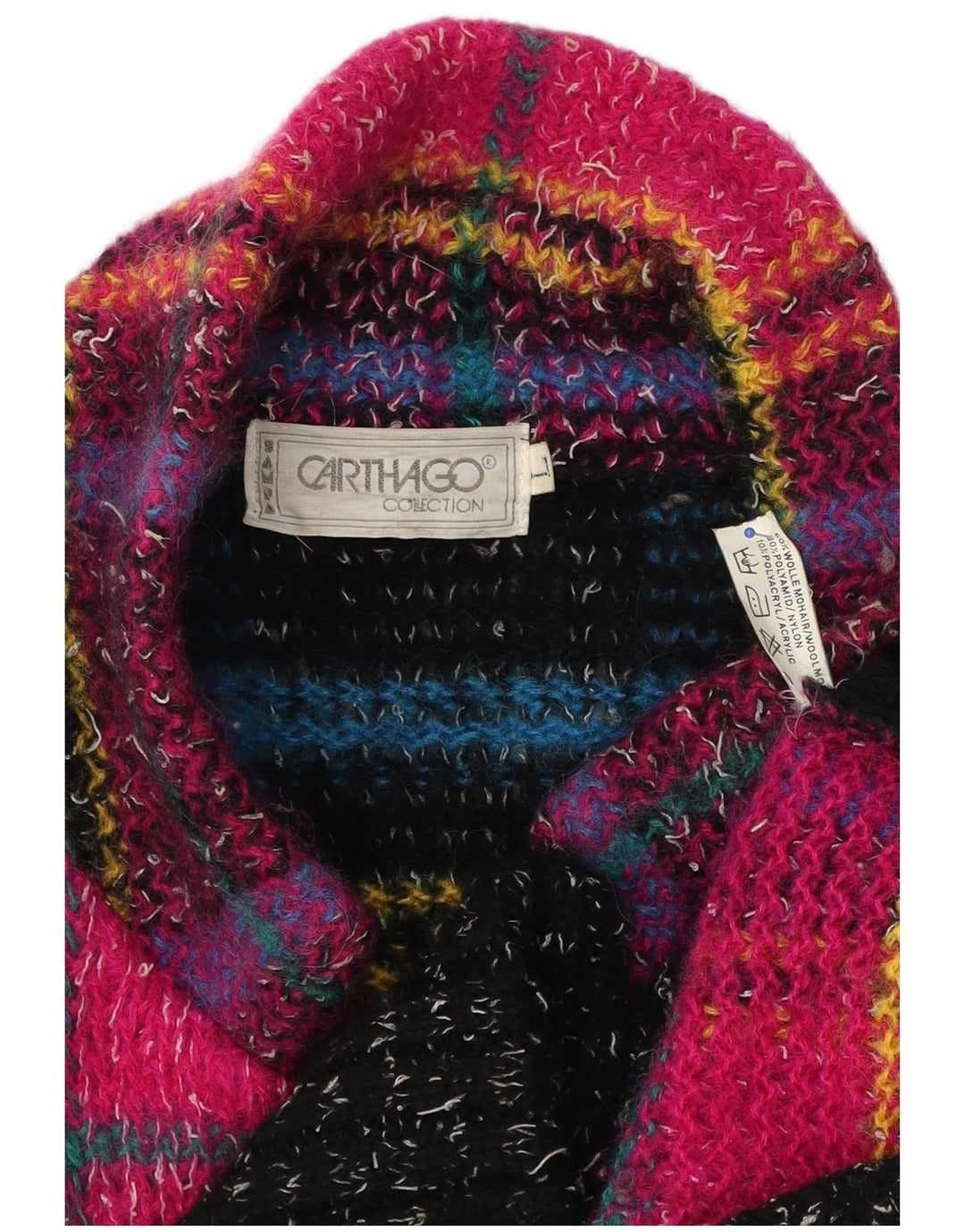 Maglione cardigan lungo da donna Carthago UK 16 grande plaid multicolore