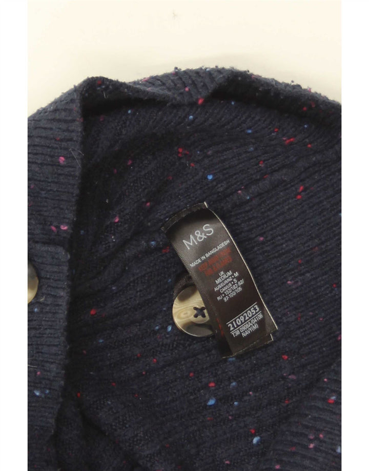 Maglione cardigan da donna Marks & Spencer UK 14 medio blu navy screziato