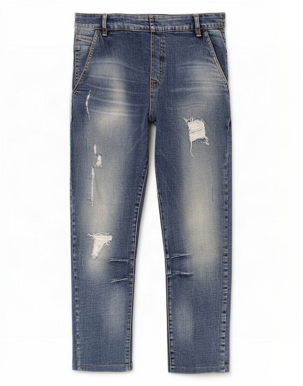 Jeans slim invecchiati corti Zara da uomo W32 L24 Blu