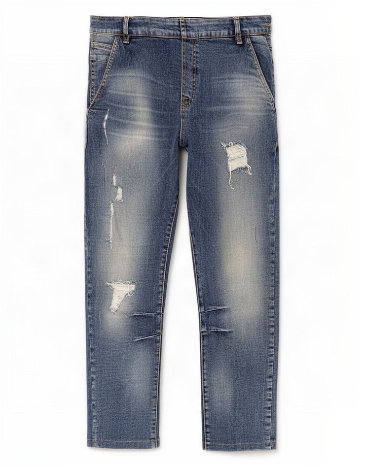 Jeans slim invecchiati corti Zara da uomo W32 L24 Blu