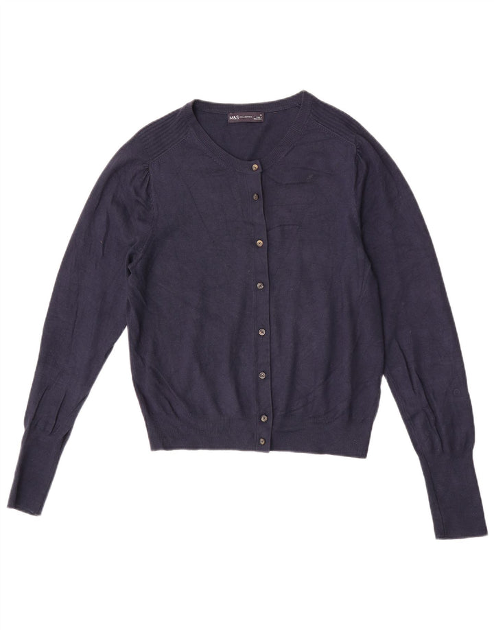 Maglione cardigan da donna Marks & Spencer UK 12 Viscosa blu navy medio