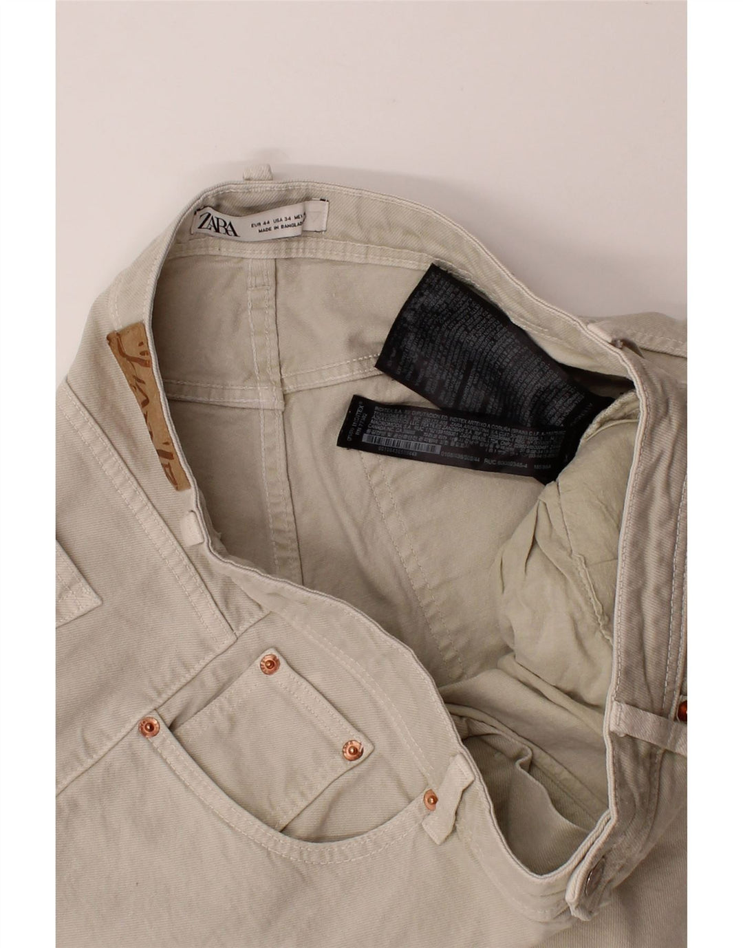 ZARA Mens Denim Shorts EU 44 Large W34  Beige Cotton Vintage Zara and Second-Hand Zara from Messina Hembry 