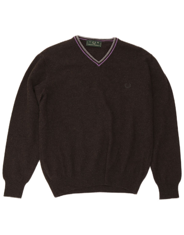 Maglione da uomo con scollo a V Fred Perry XL in lana nera