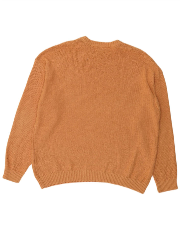 Maglione maglione girocollo da uomo Zara grande in cotone arancione