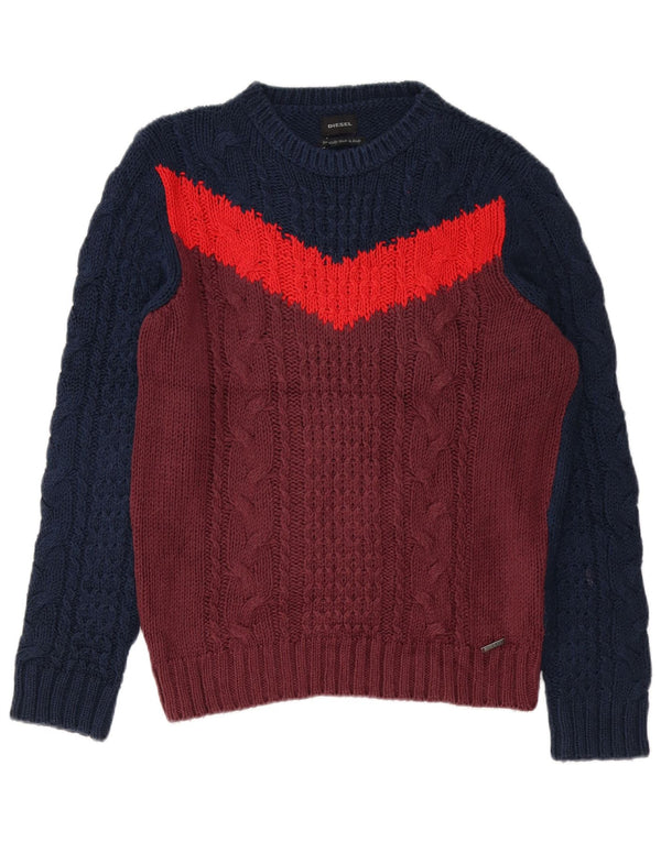 Diesel Uomo Maglione con scollo a barca Maglione grande in cotone color block blu navy