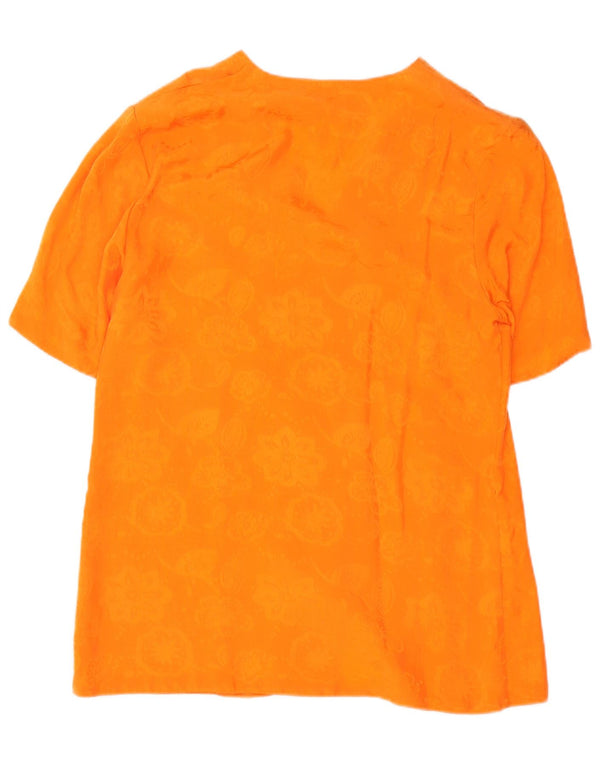 Camicetta a maniche corte da donna Silvia Bauer UK 16 Grande floreale arancione