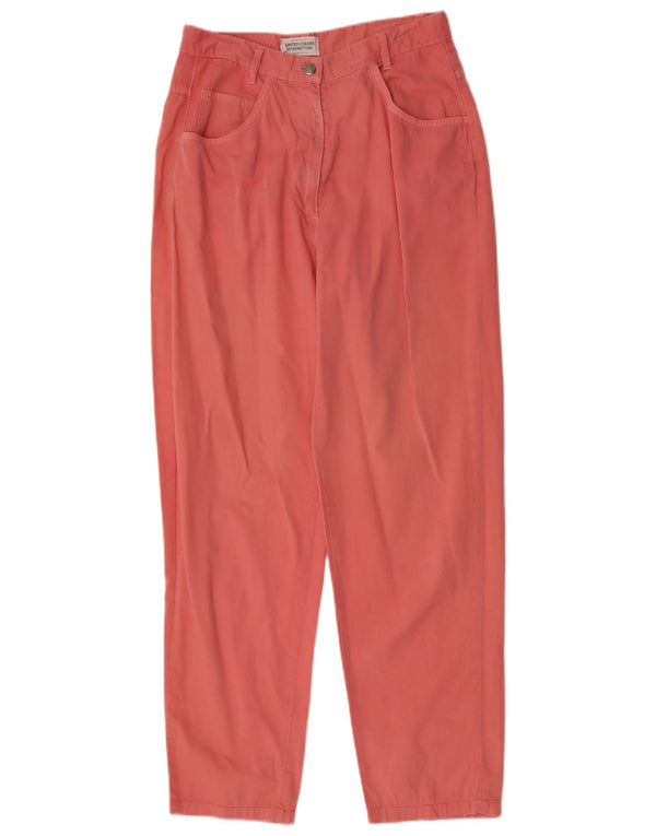Benetton Pantaloni casual affusolati a vita alta da donna IT 46 Large W28 L29 Rosa