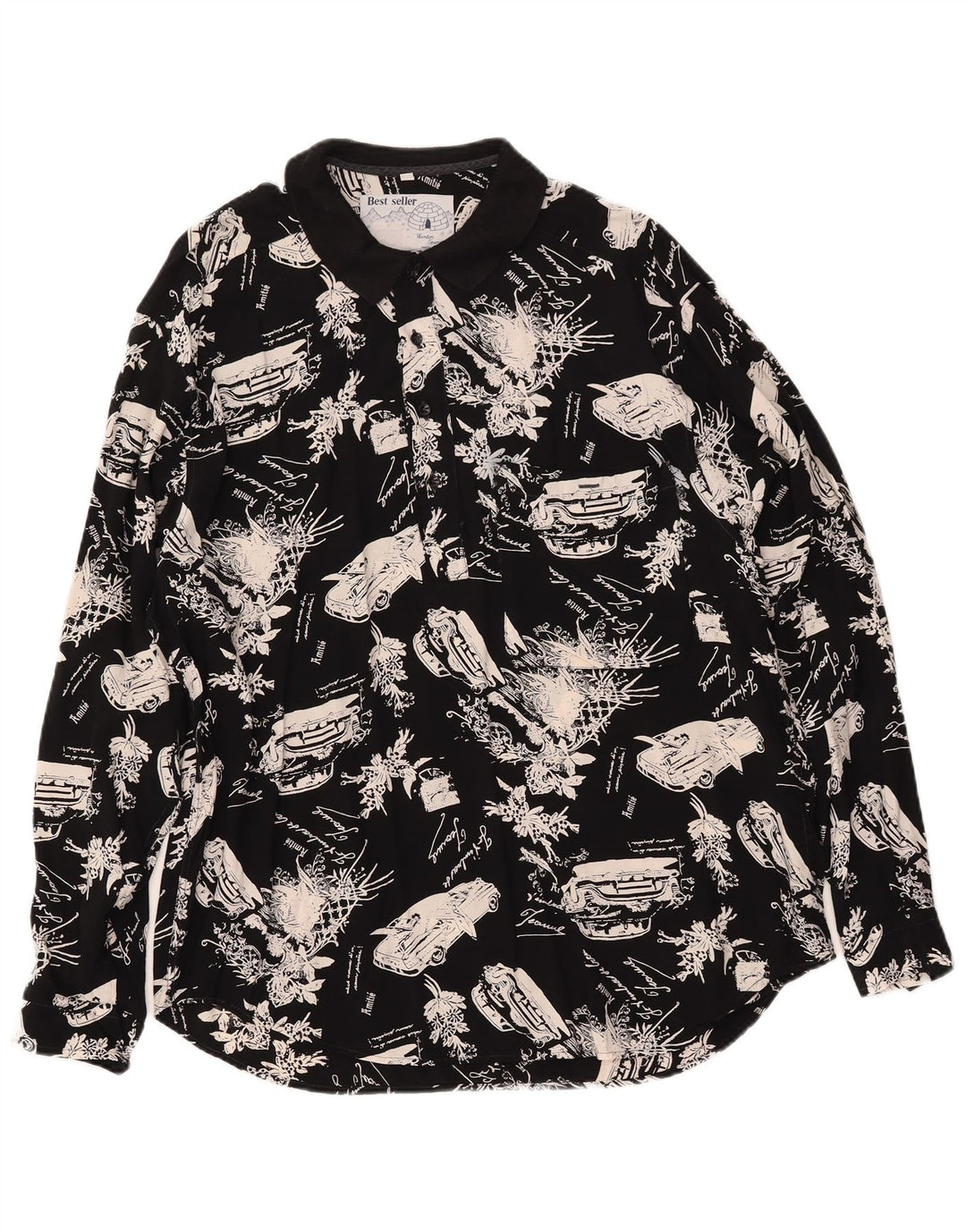 Camicia pullover grafica da uomo VINTAGE nera media